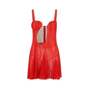Nensi Dojaka Red Silk Asymmetrical Panel Godet Mini Dress - NWT